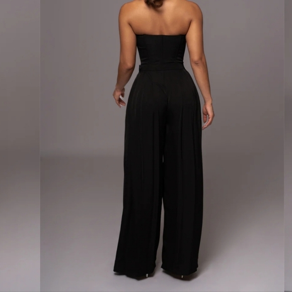 NWOT JLUXLABEL Clara wideleg pleated trousers in black Size small - Picture 3 of 9